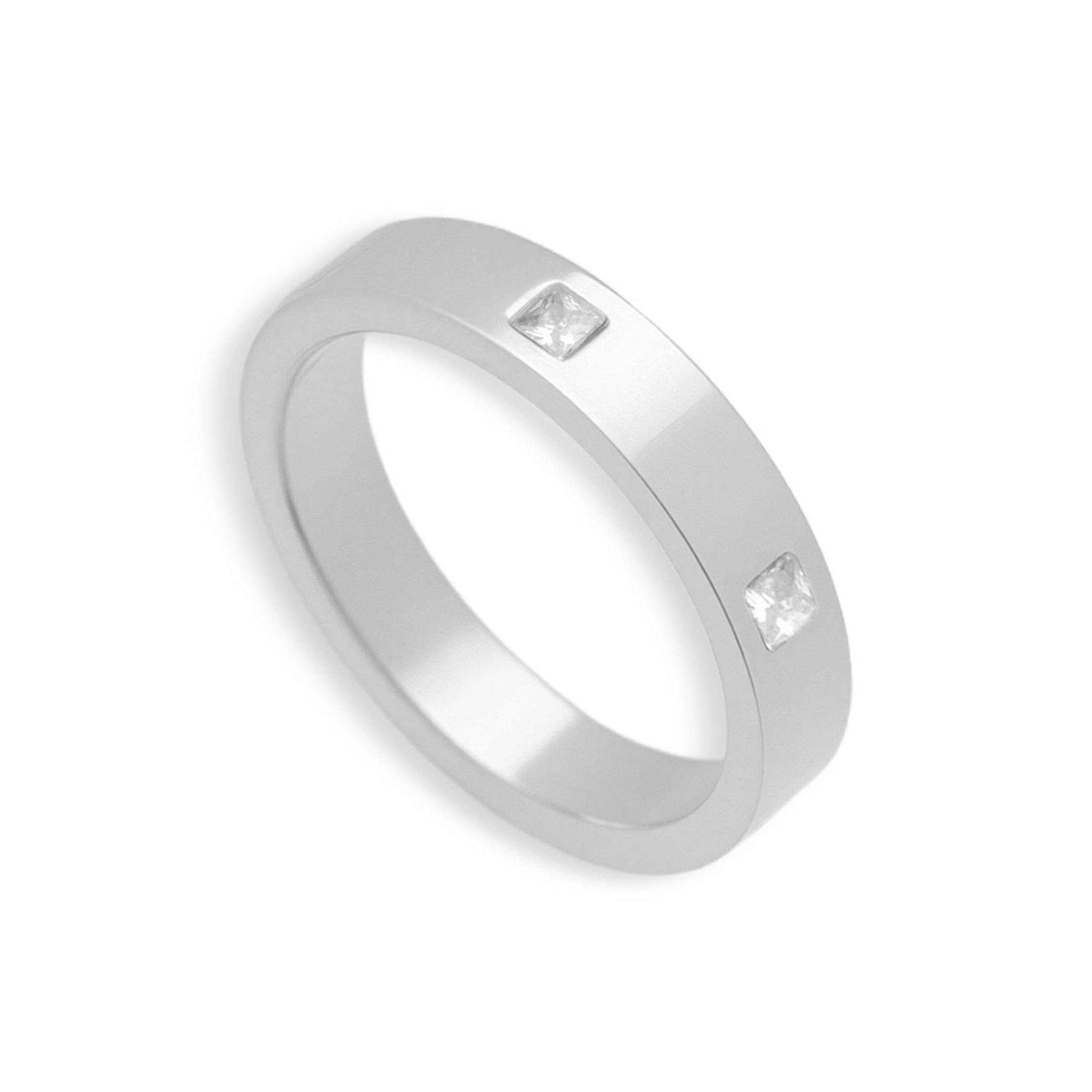 Square Crystal Flat Band Ring - EVRYJEWELS